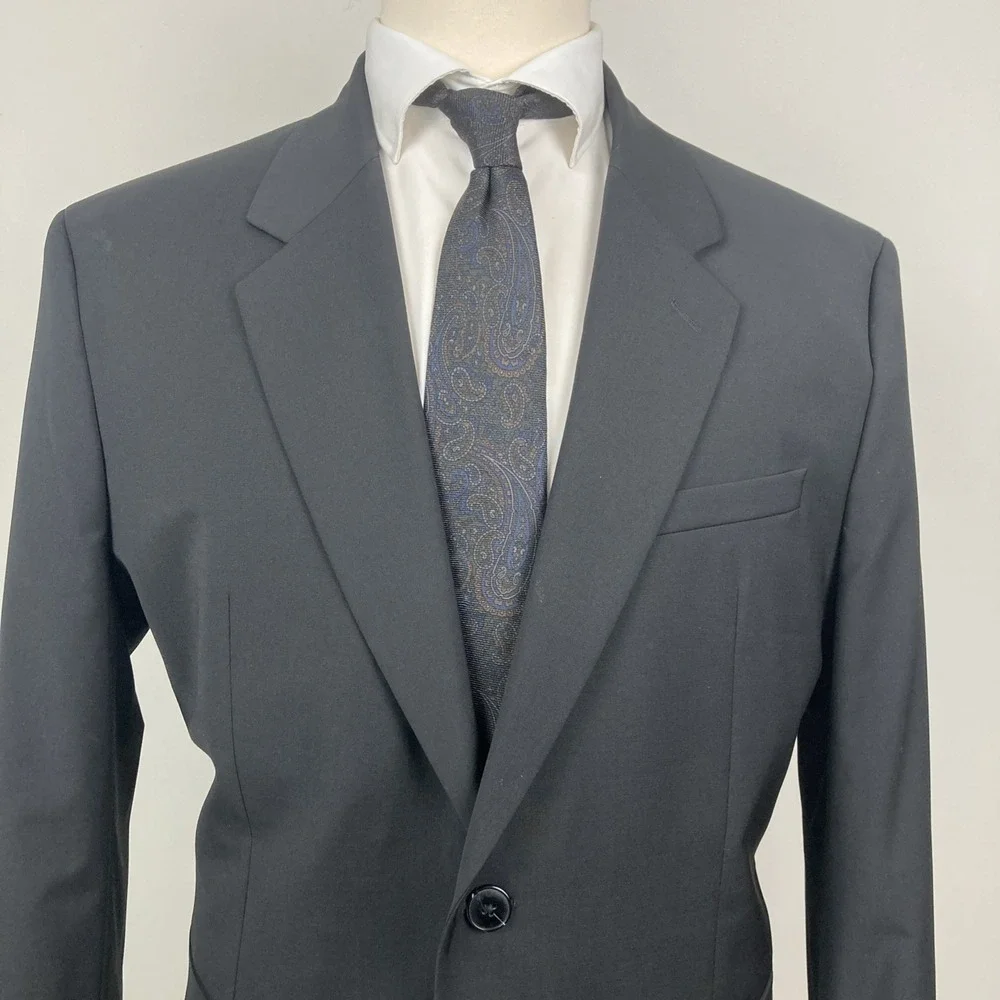 HUGO BOSS Black Wool Karl232X Mens Blazer Suit Jacket‎ Sport Coat 46R